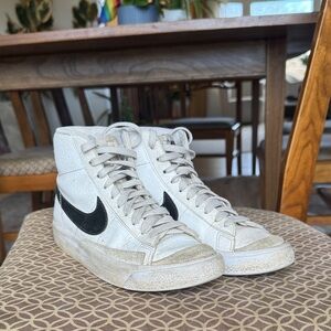 Nike White and Black High-Top Blazer Sneakers